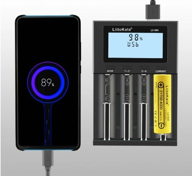 Зарядний пристрій для акумуляторів LiitoKala Lii-M4 (Li-ion IMR LiFe+NiMH) + Rower bank + Type-C Вінниця - фото 7