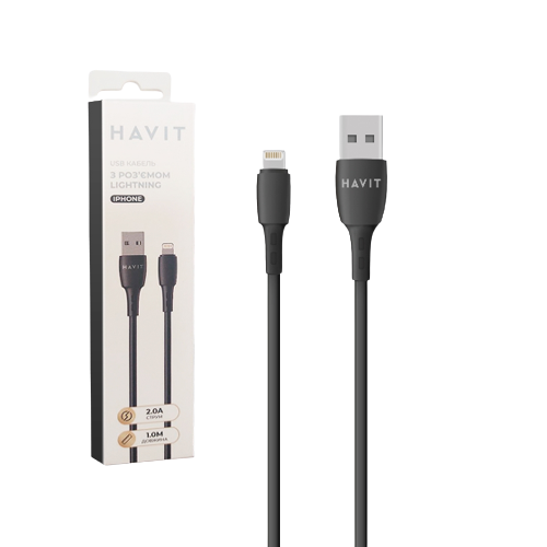 Кабель USB Lightning Havit HV-CB619C 2,0A 1м чорний Житомир