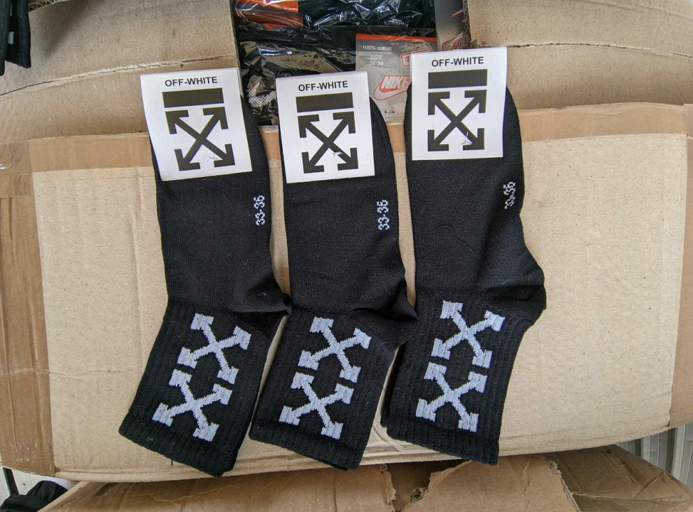 Дитячі бавовняні шкарпетки на підлітка Чорні в наборі по 3 шт Off-White CH3. Розмір 33-36 Київ - фото 8