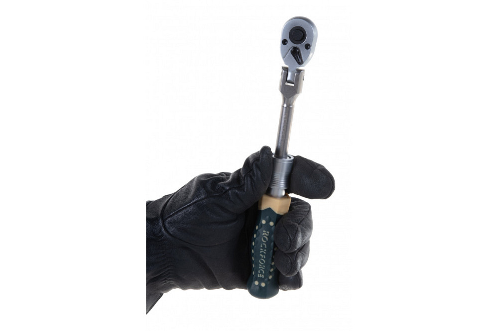 Трещотка реверсивная шарнирная телескопическая с резиновой ручкой 1/4 L185-230мм (72зуб.) ROCKFORCE RF-802223 Одесса - изображение 2