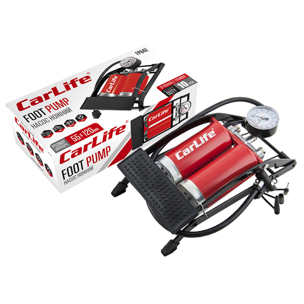 Насос ножний CarLife двоциліндровий 55ммx120мм Киев - изображение 1