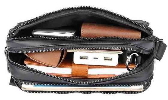 Сумка Vintage 14548 з натуральної шкіри зерниста Чорна Київ