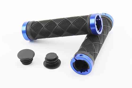 Ручки керма 130мм з затискачем Lock-On з двох сторін, чорно-сині TPE-093 Киев