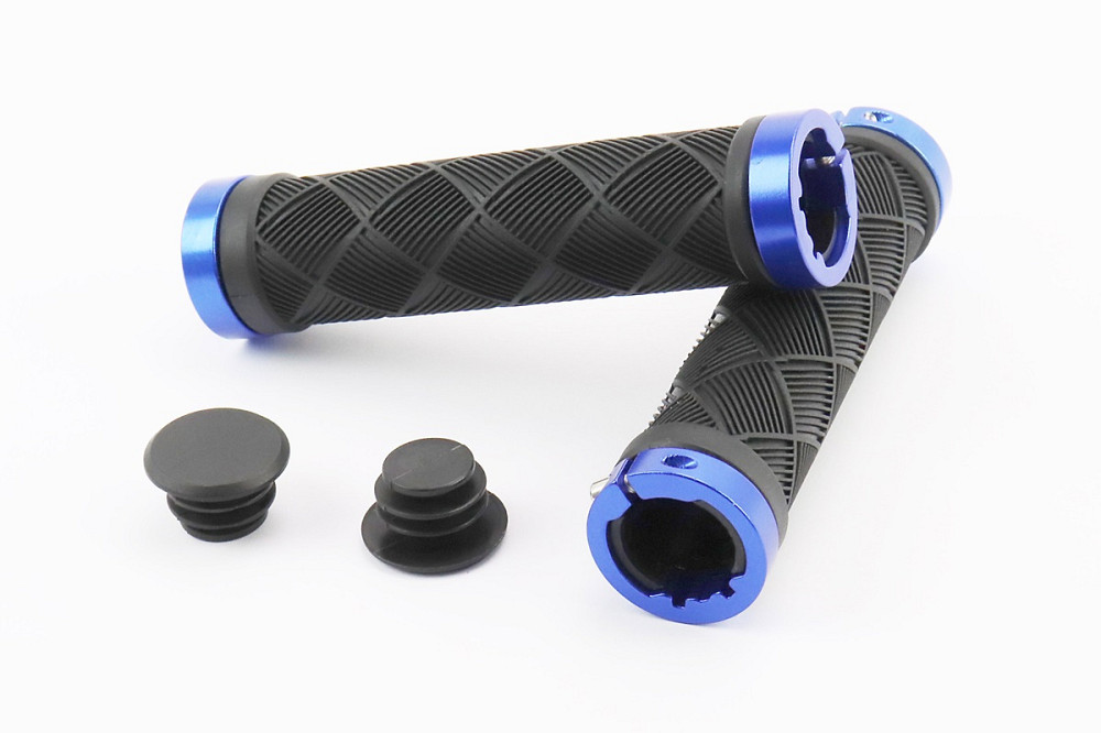 Ручки керма 130мм з затискачем Lock-On з двох сторін, чорно-сині TPE-093 Киев - изображение 1