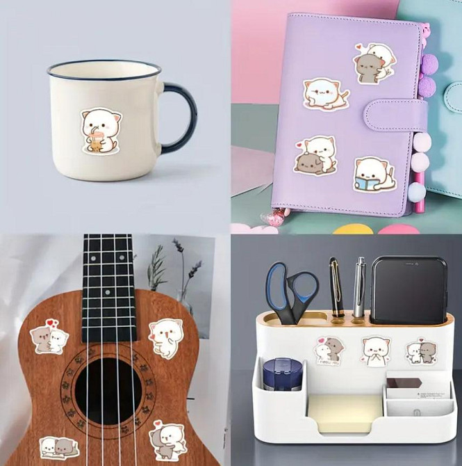 Набор наклеек (стикеров) Mochi Cat (30шт.) стикербомбинг для телефона, ноутбука Киев - изображение 4