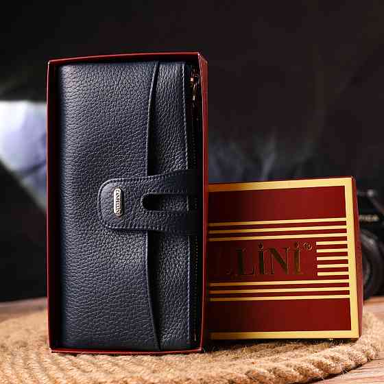 Зручний гаманець із натуральної зернистої шкіри Синій (CANPELLINI) Київ