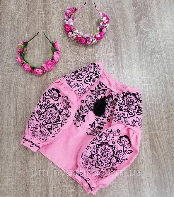 Дитяча вишиванка рожева Троянда на рожевому Кривий Ріг - фото 1