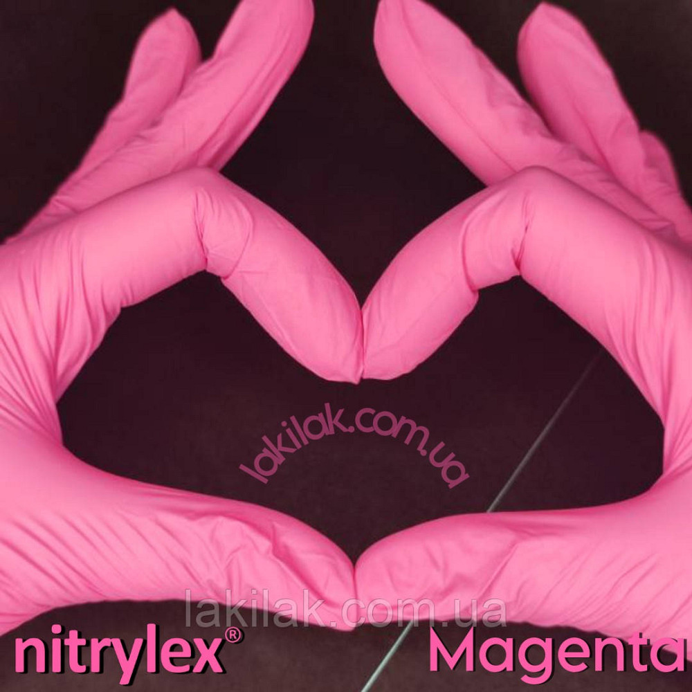 Рукавички нітрилові Nitrylex розмір S Magenta 3,5гр (малинові) 1 пара Херсон - фото 1