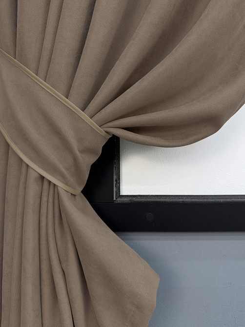 Комплект коротких штор VR-Textil Мікровелюр Petek YL № 1701ш Капучино 130х170 см 2 шт (35-0458) Київ - фото 4