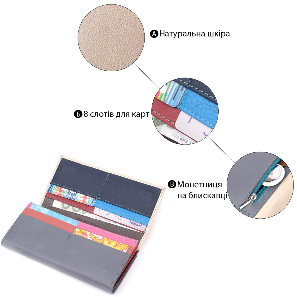Практичный кошелек для стильных женщин из натуральной кожи ST Leather 22519 Разноцветный Киев - изображение 4