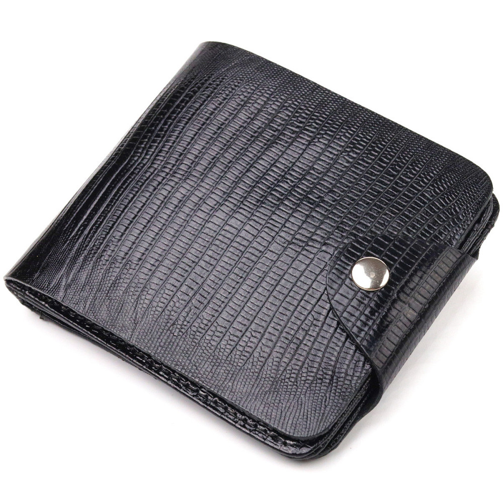 Портмоне для чоловіків у два складення з натуральної фактурної шкіри CANPELLINI 21575 Чорне Київ - фото 10