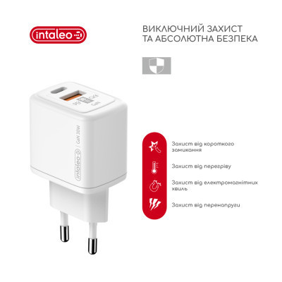 Зарядное устройство Intaleo 30W GAN USB-C PD+USB-A QC 3.0 white (1283126578274) Винница - изображение 4