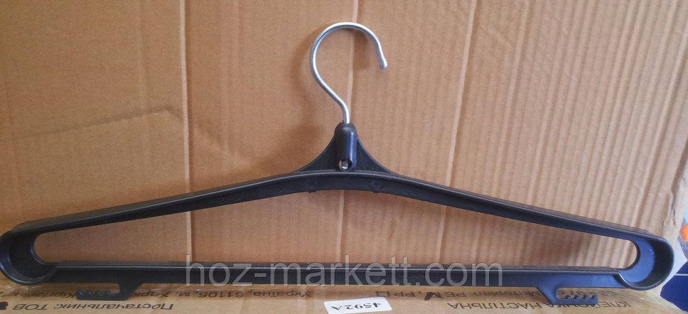 Плечики вішалки (тремпеля) чорні широкі з залізним поворотним гачком Харків - фото 7