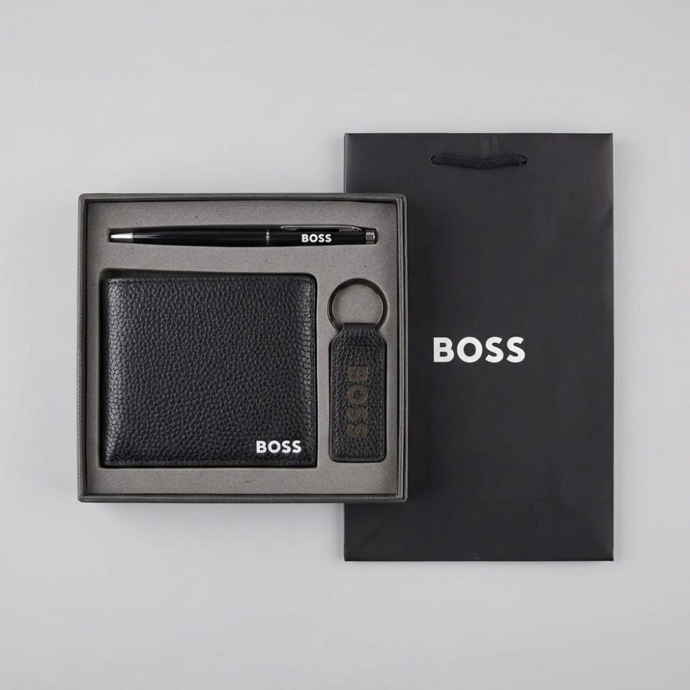 Подаруноквий чоловічий комплект, гаманець, брелок і ручка Boss (7703-3) Київ - фото 5