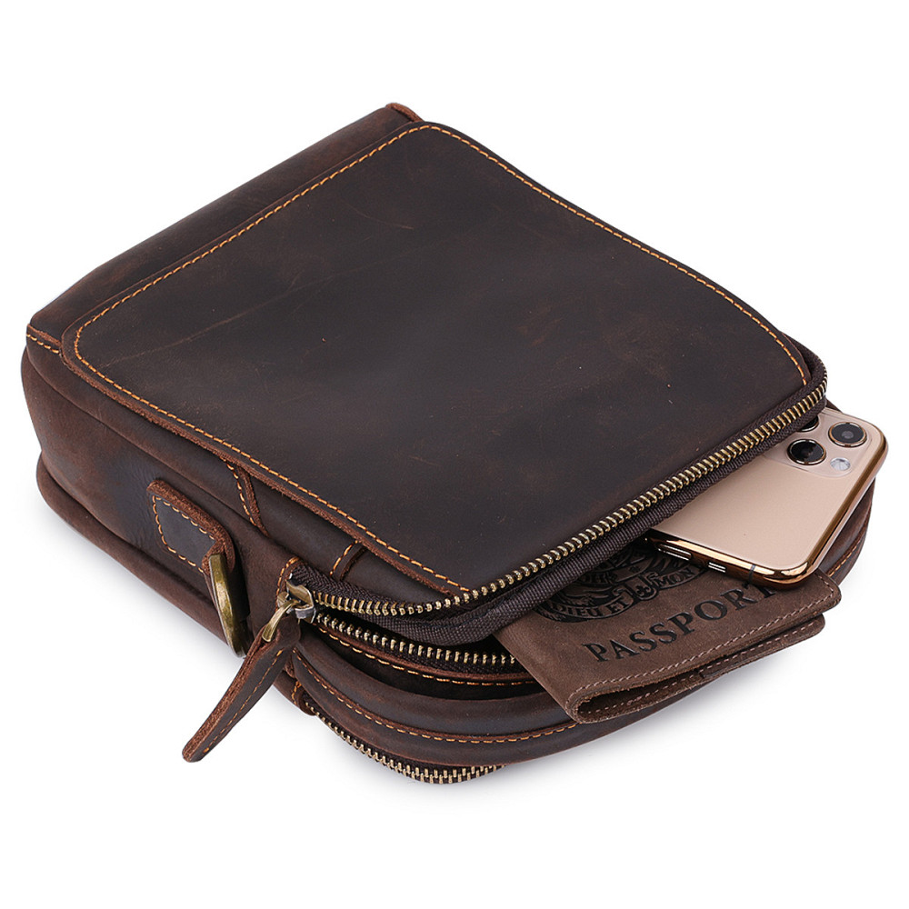 Шкіряна чоловіча вінтажна сумка Vintage 20372 Коричневий Київ - фото 6