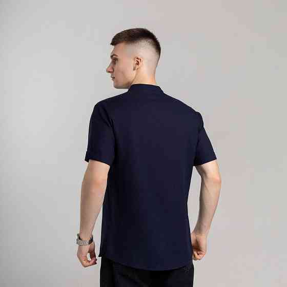 Чоловіча сорочка з коротким рукавом темно-синя Pobedov Molodist' Київ