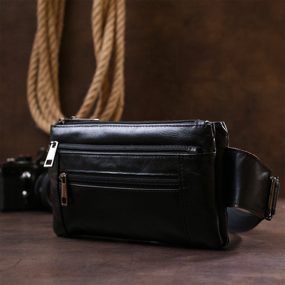 Чоловіча сумка на пояс із натуральної шкіри Vintage 20474 Чорний Київ - фото 9