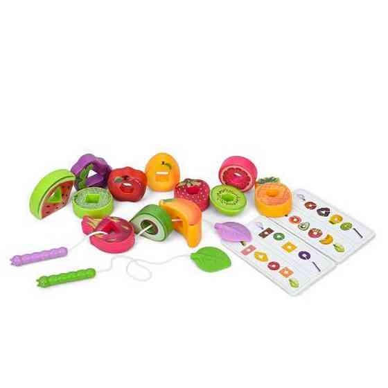 Дитяча іграшка "Шнурівка: Фрукти" M10C 12 продуктів, 2 мотузки, 6 карток Вінниця