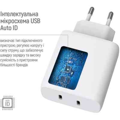 Зарядний пристрій ColorWay GaN Mini 50W PD Port PPS USB (Type-C PD 30W + Type-C PD 20W) white (CW-CHS050PD-WT) Вінниця