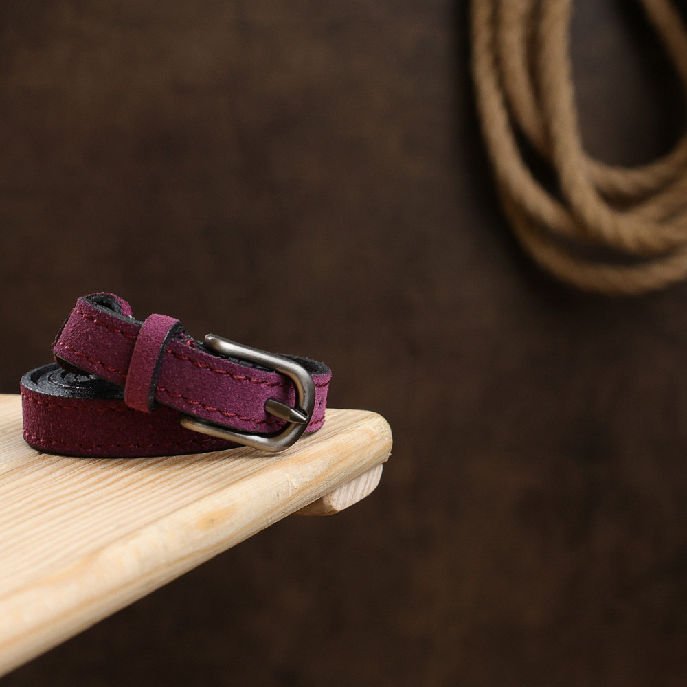 Женский тонкий замшевый ремень Vintage 20774 Фиолетовый Киев - изображение 10