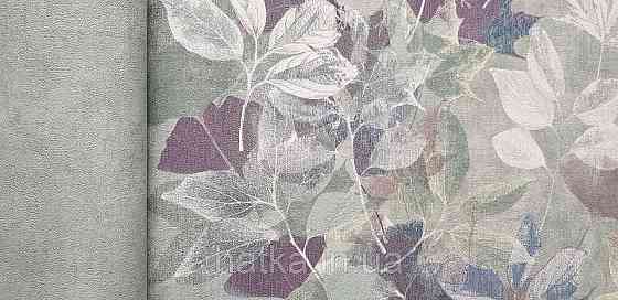 Шпалери вінілові на флізеліні Grandeco Time метрові квіти листя зелені бордові сині Київ