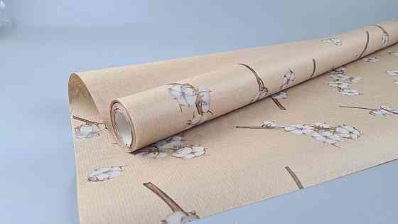 Рулон 8 м бумага подарочная с печатью (38) для цветов (h680) Крафт №9 (1 шт) Харьков