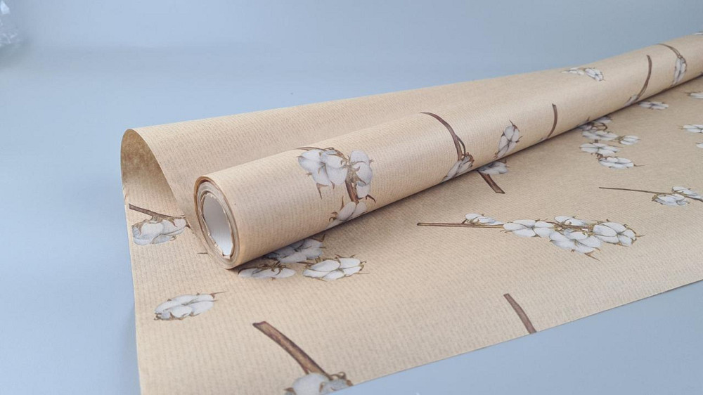 Рулон 8 м бумага подарочная с печатью (38) для цветов (h680) Крафт №9 (1 шт) Харьков - изображение 1