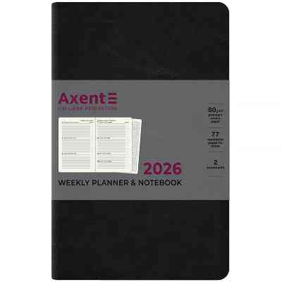 Еженедельник Axent датированный 2026 Partner City Soft 125х195, черный (8521-26-01-A) Винница
