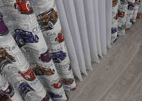 Шторная ткань, с разноцветным принтом 