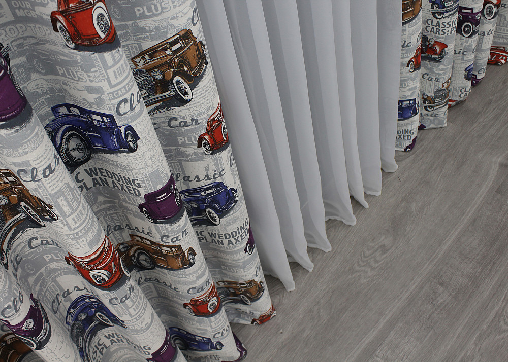 Шторна тканина, з різнокольоровим принтом "Classic Car" колір різнокольоровий 1499ш Київ - фото 5