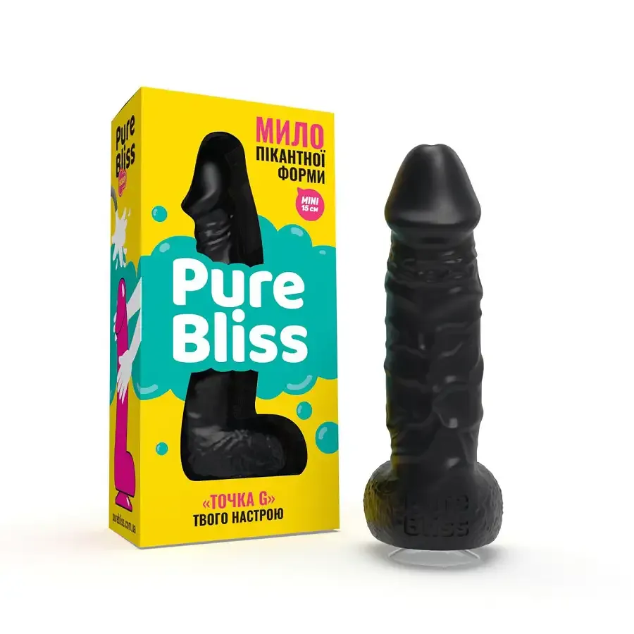Крафтове мило-член із присоскою Pure Bliss MINI Black, натуральне Львів - фото 7