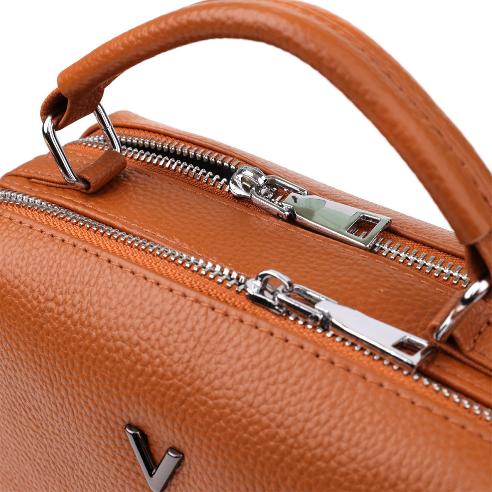 Жіноча сумка з натуральної шкіри з подвійним внутрішнім простором Vintage 22921 Рудий Київ - фото 6