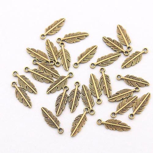 Набор подвесок металлических 80шт, шармы шармики, Перья, бронза Винница - изображение 1