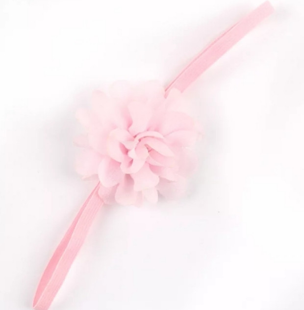 Детская повязка на голову з шифоновым цветком one size розовый Киев - изображение 2
