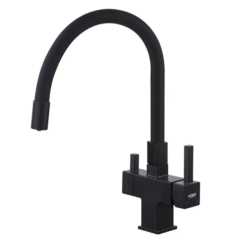 Змішувач для кухні Koer KB-72023-05 з виходом для питної води латунь/колір чорний (KR5009) Чернівці - фото 1