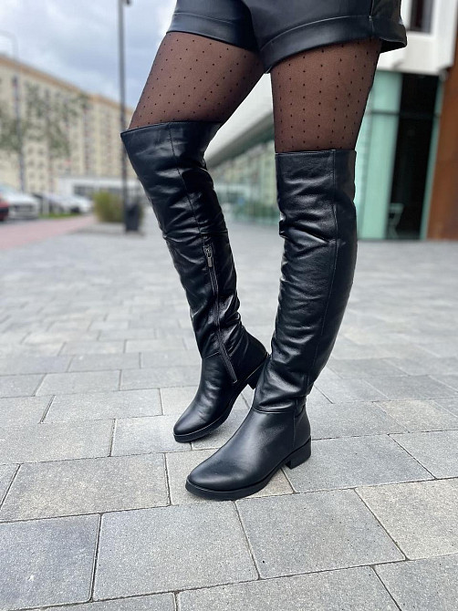 Nivelle Ботфорти зимові жіночі шкіряні чорні на низькому ходу, наповнювач вовна 5388/2510 / Чоб Коломыя - изображение 3