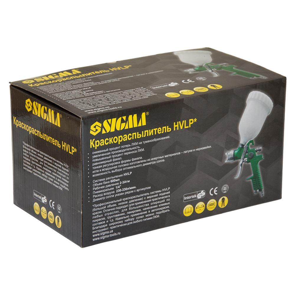 Краскораспылитель HVLP Ø1.3мм 140-280л/мин 3бар в/б 600мл (пласт) зеленый SIGMA (6812101) Киев - изображение 8
