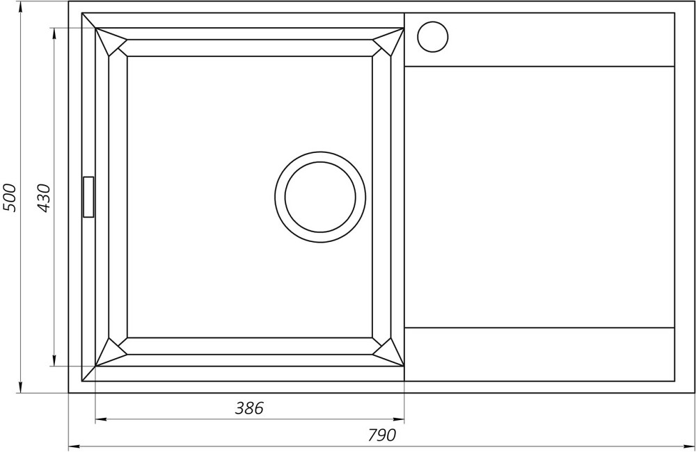 Гранітна мийка Mira KONIA чорний 790 х 500 мм (000028785) Київ - фото 6