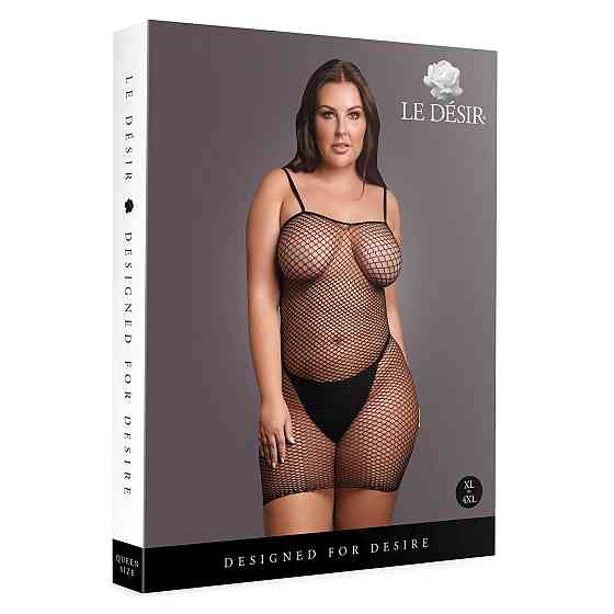 Жіноча коротка сукня з сітчастою структурою та тонкими бретелями Le Desir Short Fishnet Dress, чорна Sex Aura Київ