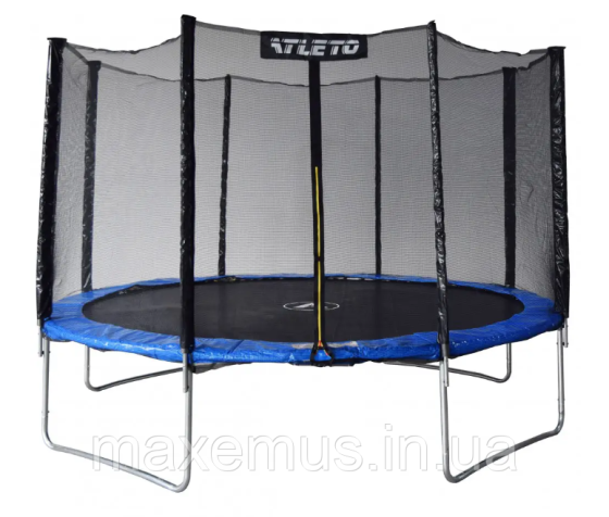 Батут детский Atleto 374 см с защитной сеткой и лестницей батут для детей садовый батут синий Мостиська