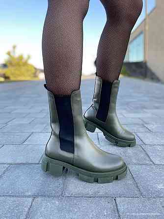 Женские ботинки GREMMY хакі натуральная кожа зима 36р.37р.(4854) Коломия