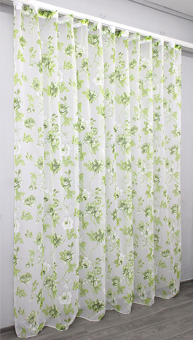 Тюль батист, колекція "Flora" колір білий з салатовим 1264т Київ - фото 3
