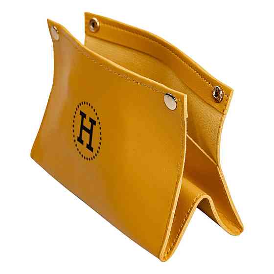 Серветниця з еко шкіри 20×7.5×11.5 см для серветок на кнопках Жовтий HP-3-213Y Коломия