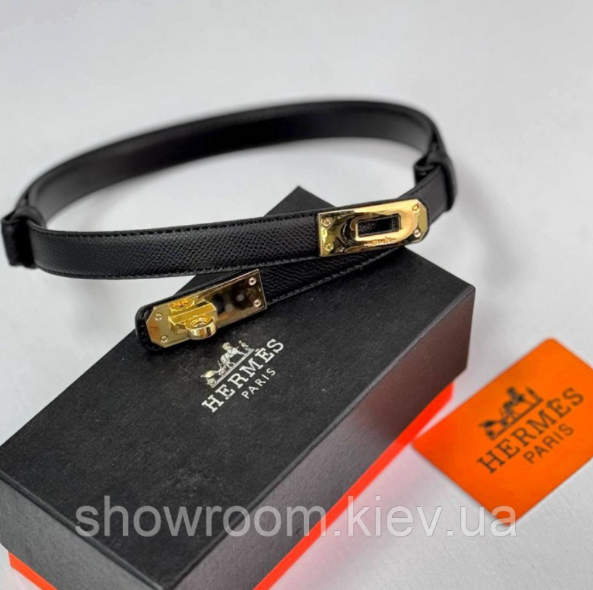 Женский кожаный ремень Hermes Гермес (280-1) черный Киев - изображение 1