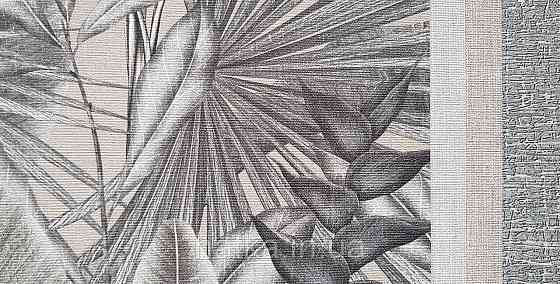 Шпалери вінілові на флізеліні AS creation Della Natura метрові 1.06Х10 листя банана пальми чорні сірі беж Київ