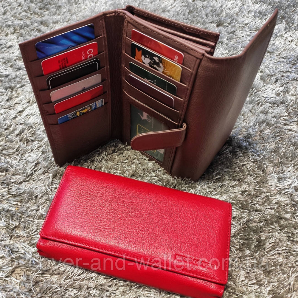 Пудровый кожаный кошелёк с отделом для визиток Marco Coverna 2060 Киев - изображение 5