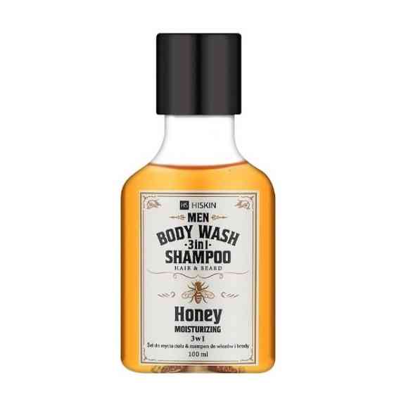 Гель для душу 3в1 Медовий Віскі Body Wash and Hair and Beard Shampoo Whisky Honey HiSkin 100 мл Київ