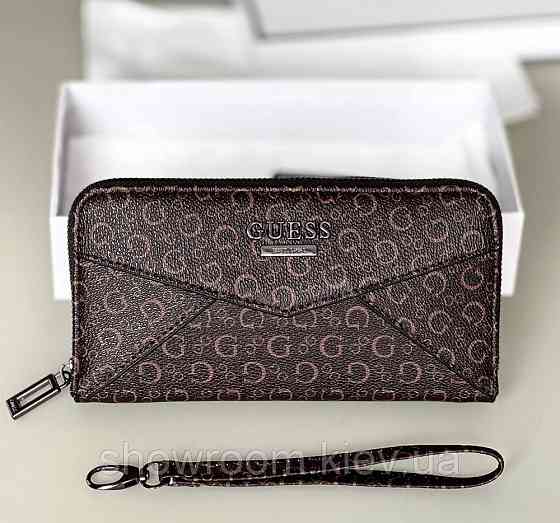 Жіночий гаманець на змійці Guess (7595) коричневий Київ