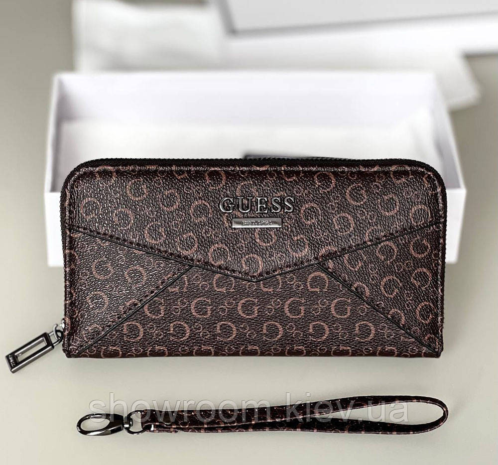 Жіночий гаманець на змійці Guess (7595) коричневий Київ - фото 4