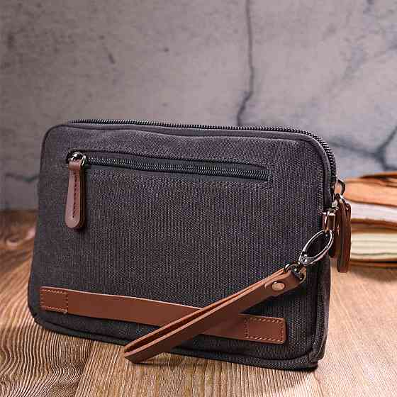 Зручна чоловіча барсетка текстильна 21258 Vintage Чорна Київ